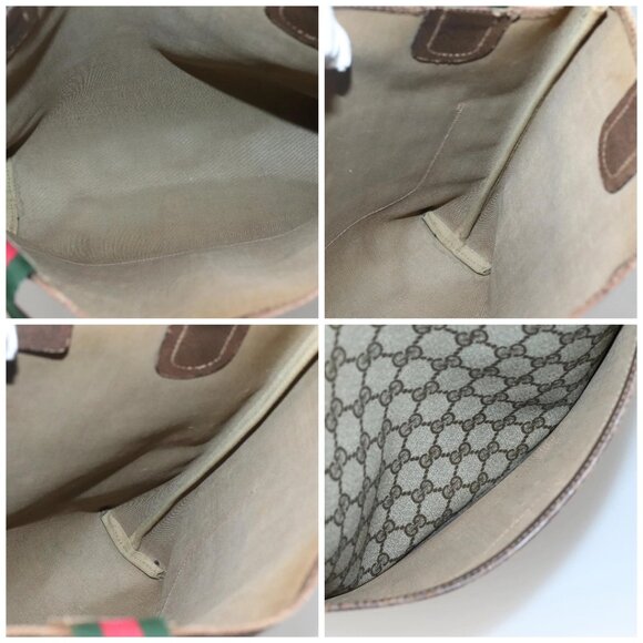 GUCCI GG Supreme Web Sherry Line Tote Bag PVC Beige Red 002 4487 39 Auth yk19326 - Picture 15 of 16